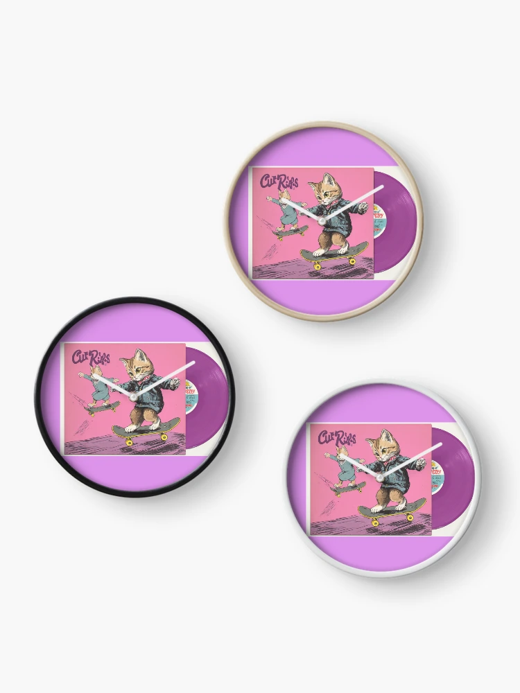 Thumbnail 3 of 4, Clock, Cat Rides designed and sold by RainToday.