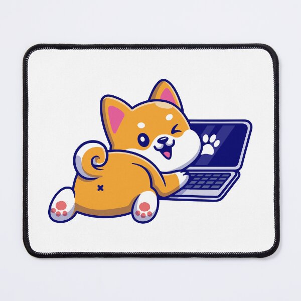 Item preview, Cute Shiba Inu Dog Working on Laptop Cartoon designed and sold by Hiromi tanaka.