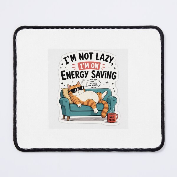 Item preview, I’m Not Lazy, I’m On Energy Saving – Funny Lazy Cat Sticker designed and sold by Neocharm.