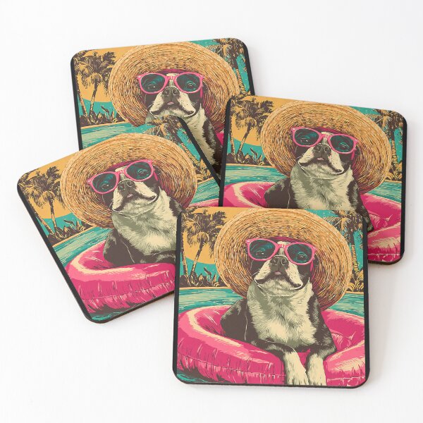 Item preview, Boston Terrier with Sunglasses Cute Dog Tropical Pool Party designed and sold by Littermin.