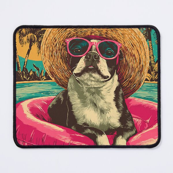Item preview, Boston Terrier with Sunglasses Cute Dog Tropical Pool Party designed and sold by Littermin.