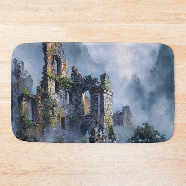 Item preview, Mystical Ruined Castle in Fog Fantasy Landscape Painting | Dark Fantasy Gothic Ruins Art designed and sold by cr6zym1nd.