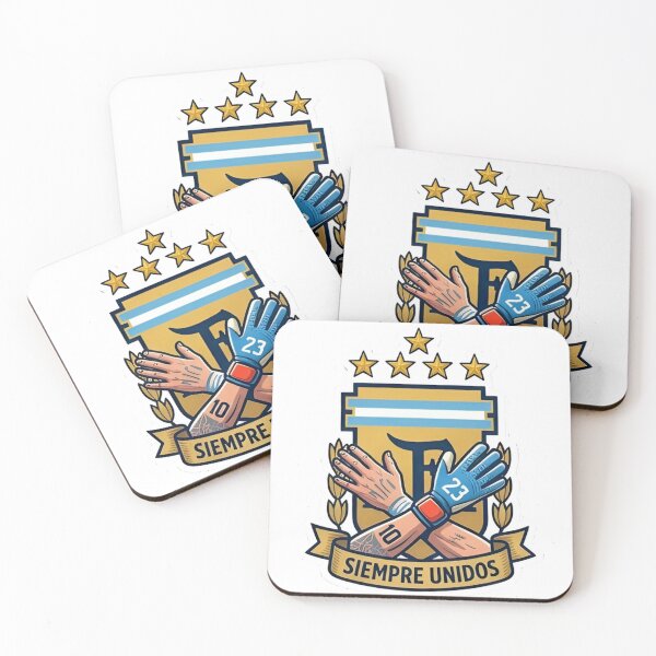 Aperçu de l'œuvre Argentine Football Siempre Unidos Messi 10 et Dibu Martinez 23 | Art des fans de football de Messi Argentine créée et vendue par yourfavoritestore.