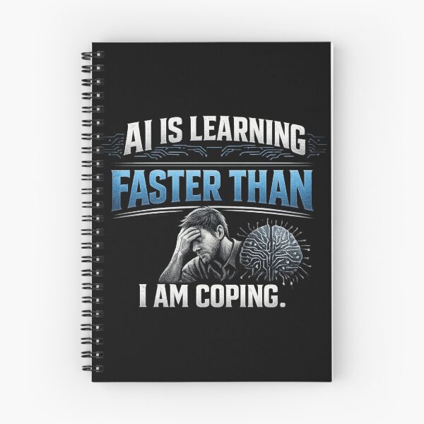 Item preview, AI Is Learning Faster Than I Am Coping | Digital Exhaustion Cyber Burnout Quote | Minimal Tech Anxiety Typography Design designed and sold by Ladys-Gents.