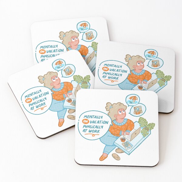 Item preview, Mentally On Vacation Physically At Work — Funny Relatable Work Humor Kawaii Illustration Gift designed and sold by Wakame Store.