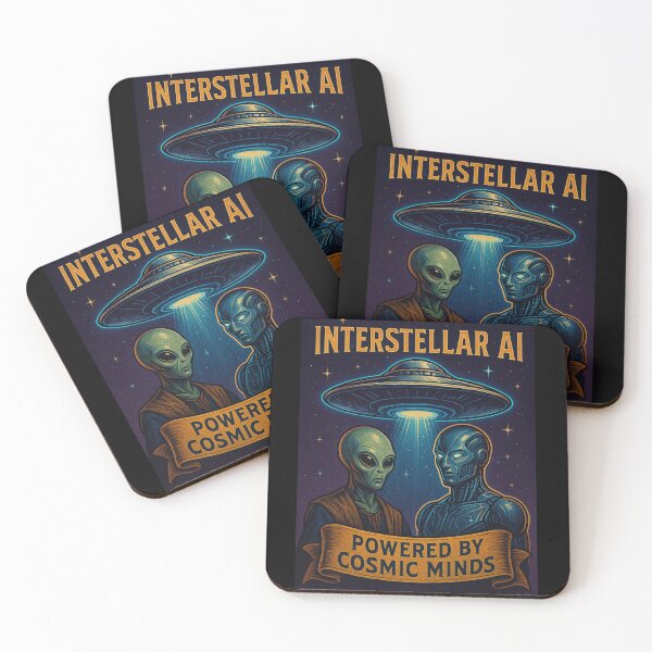 Item preview, Interstellar AI • Cosmic Alien & Robot Art • Retro Sci-Fi Illustration designed and sold by OrbitOfMind.