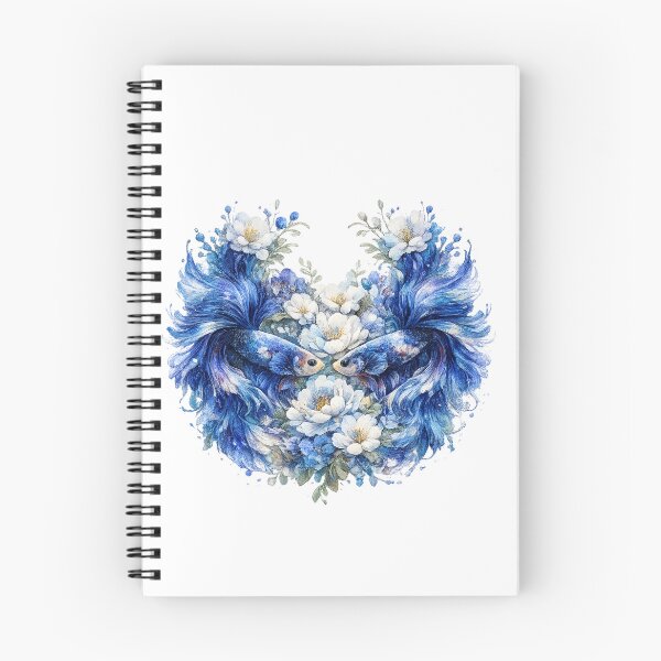 Item preview, Blue Betta Fish Couple Watercolor, Heart Shape Floral Siamese Fighting Fish Art designed and sold by Panom Suavichien.