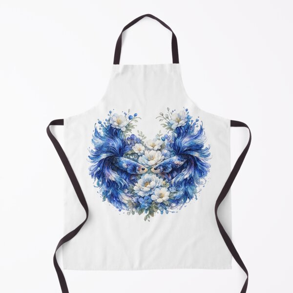 Item preview, Blue Betta Fish Couple Watercolor, Heart Shape Floral Siamese Fighting Fish Art designed and sold by Panom Suavichien.