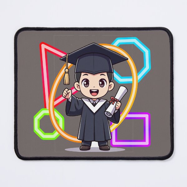 Item preview, Cartoon Graduation Boy Celebrating with Geometric Shapes designed and sold by MigWhimsy.