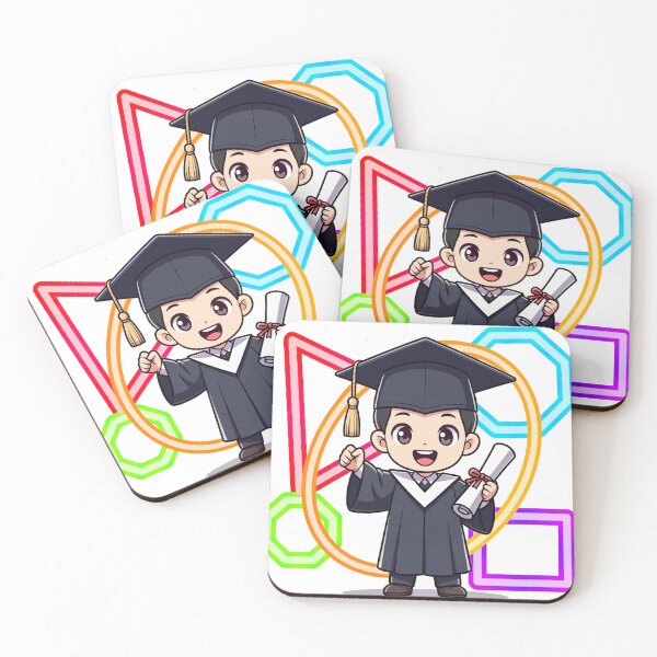 Item preview, Cartoon Graduation Boy Celebrating with Geometric Shapes designed and sold by MigWhimsy.