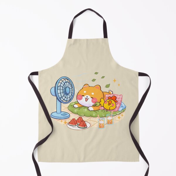 Item preview, Summer Chill Shiba Inu & Chick Fan Time Cute Kawaii Illustration designed and sold by NasDoodleArt.