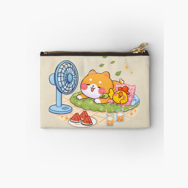 Item preview, Summer Chill Shiba Inu & Chick Fan Time Cute Kawaii Illustration designed and sold by NasDoodleArt.