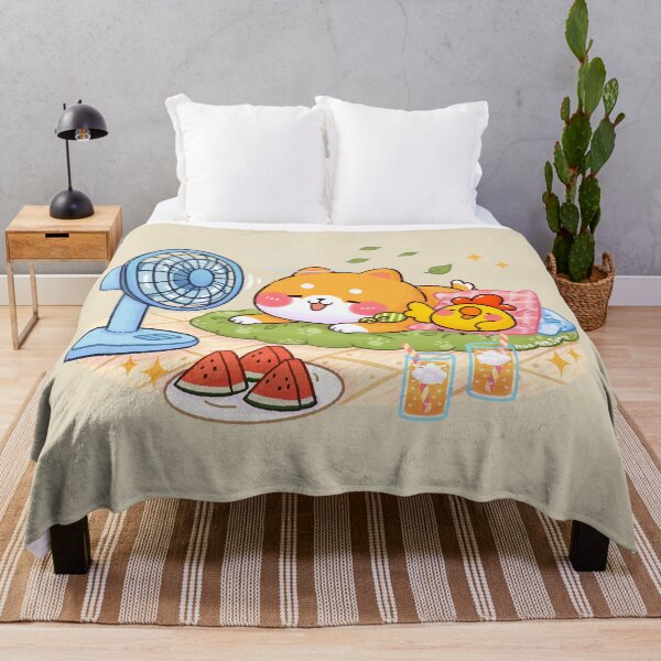 Item preview, Summer Chill Shiba Inu & Chick Fan Time Cute Kawaii Illustration designed and sold by NasDoodleArt.