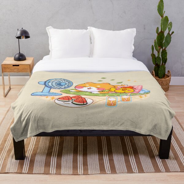 Item preview, Summer Chill Shiba Inu & Chick Fan Time Cute Kawaii Illustration designed and sold by NasDoodleArt.