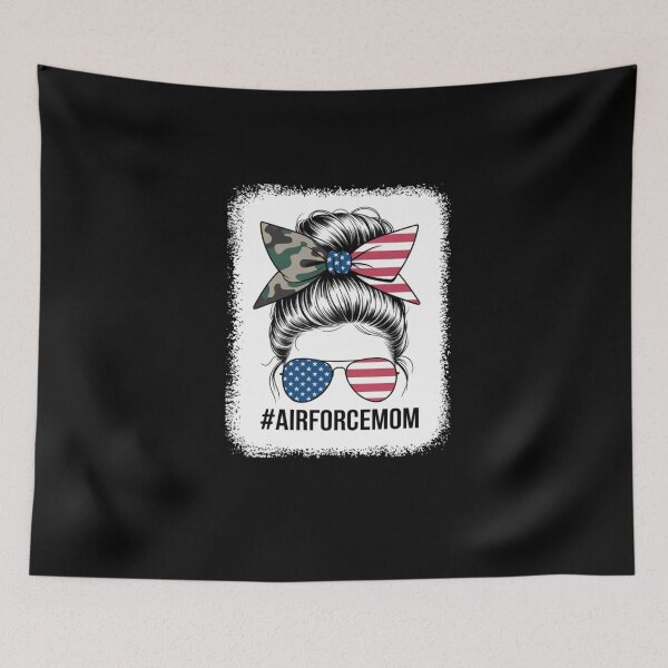 Item preview, All American Airforce Mom Messy Bun US Flag 4th of July designed and sold by TyraYoung.