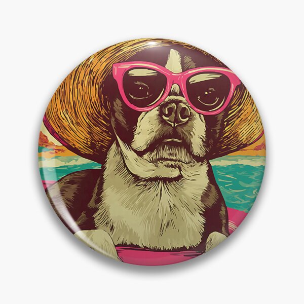 Item preview, Boston Terrier in Sunglasses Bostie Dog Tropical Pool Party designed and sold by Littermin.