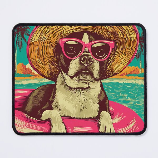 Item preview, Boston Terrier in Sunglasses Bostie Dog Tropical Pool Party designed and sold by Littermin.