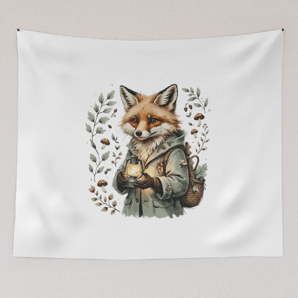 Item preview, Woodland Fox With Lantern Cottagecore Animal designed and sold by AQUILAKREO.