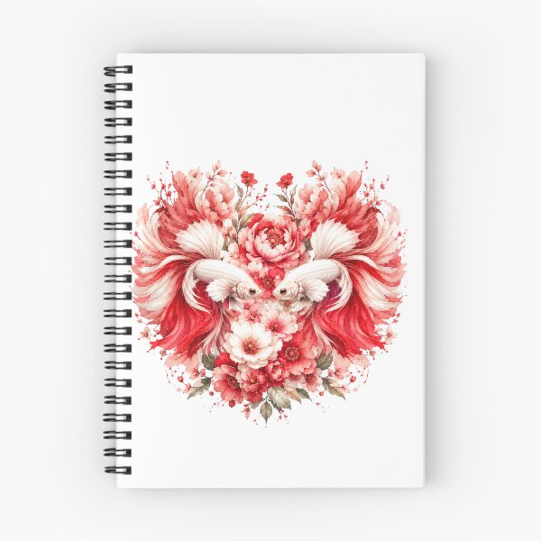 Item preview, Pink Betta Fish Couple Watercolor, Heart Shape Floral Siamese Fighting Fish Art designed and sold by Panom Suavichien.