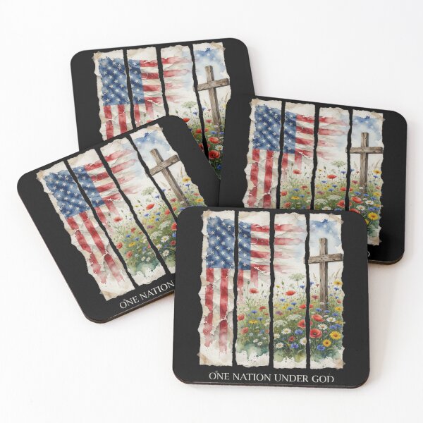 Item preview, One Nation Under God Patriotic American Flag Cross Vintage Watercolor designed and sold by CF_VintageDesign.