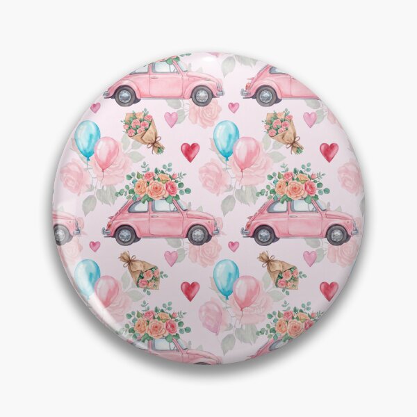 Item preview, Watercolor Pink Car Floral Wedding - Cute Vintage Bridal Pattern designed and sold by FlatInkStudio.