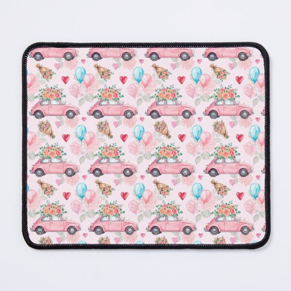 Item preview, Watercolor Pink Car Floral Wedding - Cute Vintage Bridal Pattern designed and sold by FlatInkStudio.