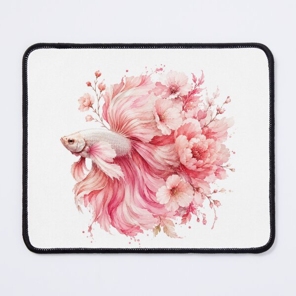 Item preview, Pink Betta Fish Watercolor, Floral Cherry Blossom Siamese Fighting Fish Art designed and sold by Panom Suavichien.