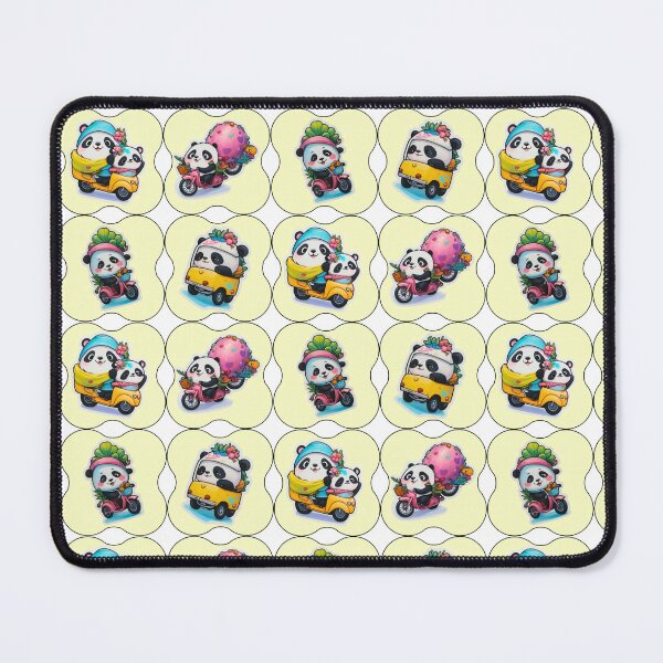 Item preview, Adorable Kawaii Pandas Riding Scooters and Bikes designed and sold by Madhav Creations Studio.