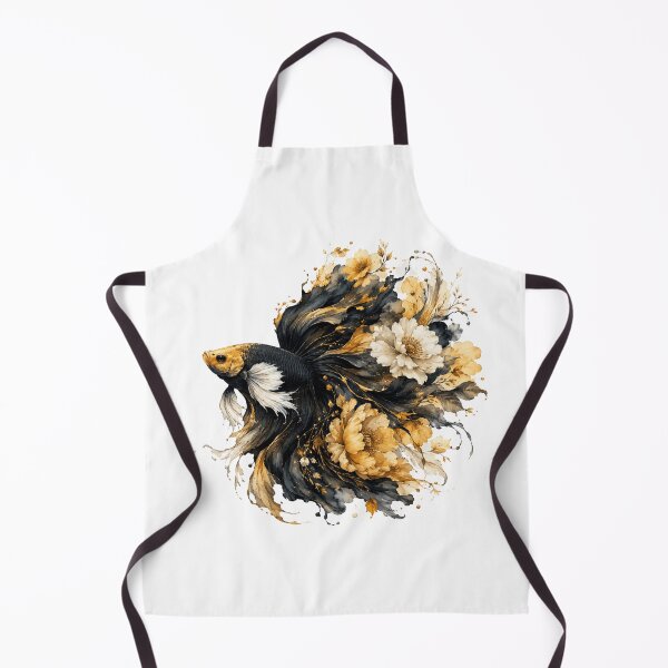 Item preview, Black Gold Betta Fish Watercolor, Luxury Floral Siamese Fighting Fish Art designed and sold by Panom Suavichien.