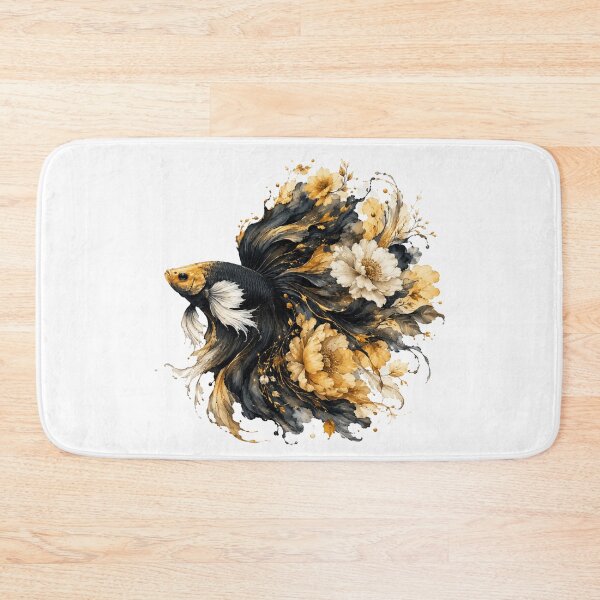 Item preview, Black Gold Betta Fish Watercolor, Luxury Floral Siamese Fighting Fish Art designed and sold by Panom Suavichien.