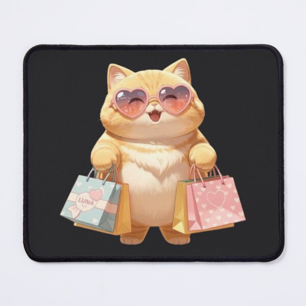 Item preview, Cute Ginger Shopping Cat Kawaii designed and sold by Luna's World - Moody Vibes Studio.