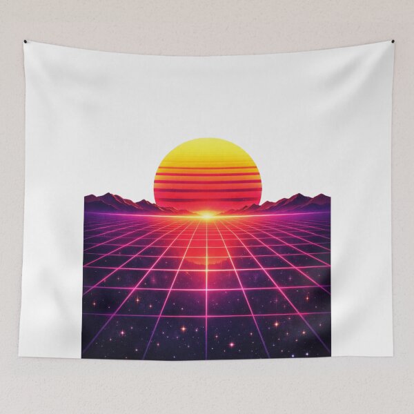 Item preview, Retro 80s Sunset Grid Aesthetic – Vaporwave Synthwave Horizon designed and sold by Joyfulfabric.