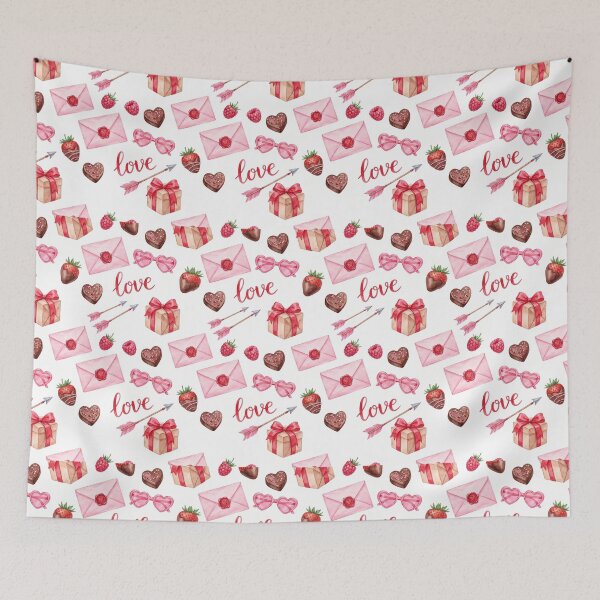 Item preview, Watercolor Valentines Day Love Letter - Cute Coquette Heart Pattern designed and sold by FlatInkStudio.