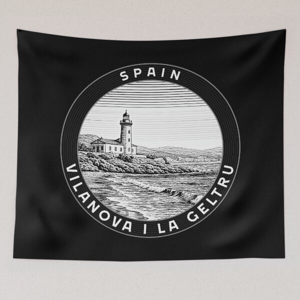 Item preview, Vilanova i La Geltru Spain Linocut Style  designed and sold by Thistle-TShop.