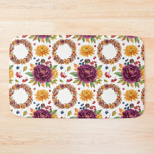 Item preview, Watercolor Autumn Floral Wreath - Cozy Dark Purple Peony Pattern designed and sold by FlatInkStudio.