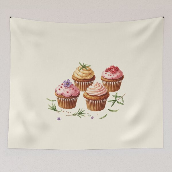 Item preview, Delicious Botanical Cupcakes Watercolor Art designed and sold by Pasteltone.