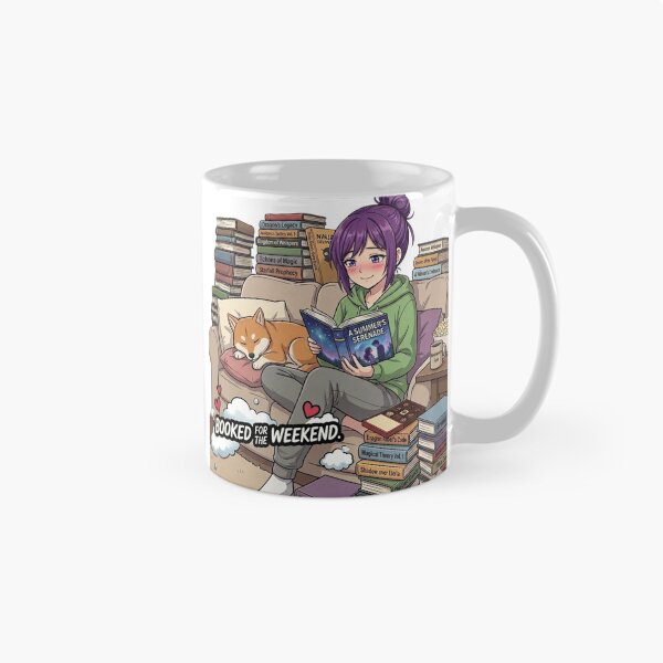 Item preview, Booked For The Weekend - Funny Bookworm & Shiba Inu designed and sold by DailyStruggleCo.