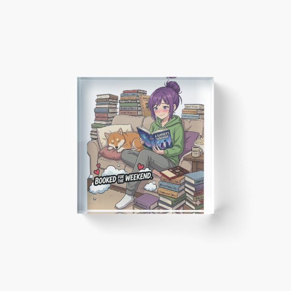 Item preview, Booked For The Weekend - Funny Bookworm & Shiba Inu designed and sold by DailyStruggleCo.