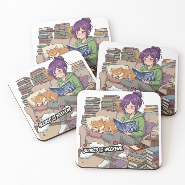 Item preview, Booked For The Weekend - Funny Bookworm & Shiba Inu designed and sold by DailyStruggleCo.