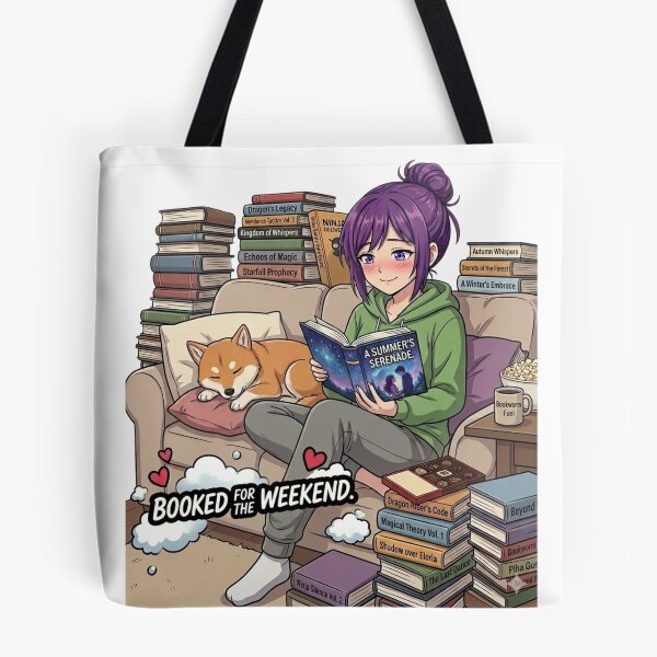 Item preview, Booked For The Weekend - Funny Bookworm & Shiba Inu designed and sold by DailyStruggleCo.