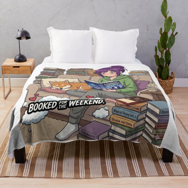 Item preview, Booked For The Weekend - Funny Bookworm & Shiba Inu designed and sold by DailyStruggleCo.