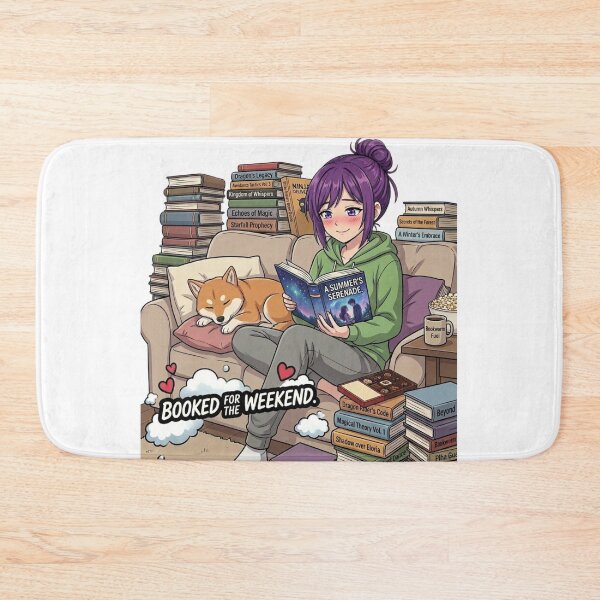Item preview, Booked For The Weekend - Funny Bookworm & Shiba Inu designed and sold by DailyStruggleCo.