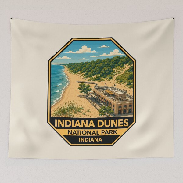 Item preview, Indiana Dunes National Park Retro Lakeshore designed and sold by Gideon Emmerich.