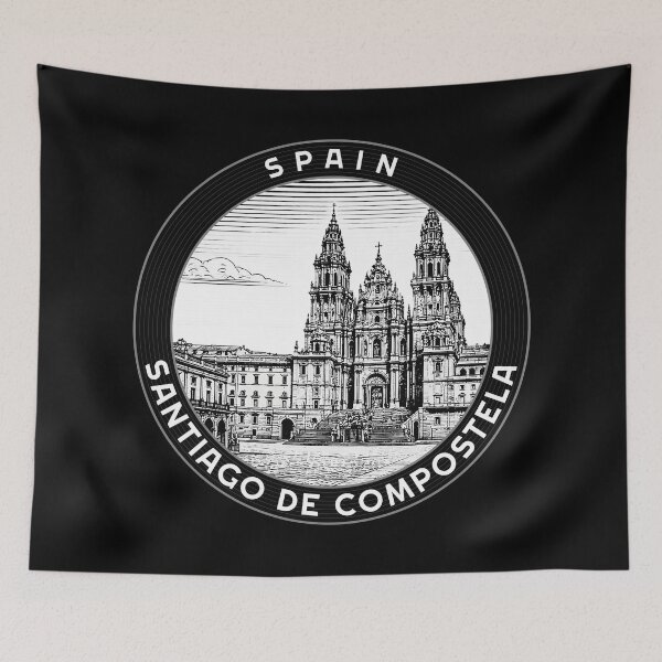 Item preview, Santiago de Compostela Spain Linocut Style  designed and sold by Thistle-TShop.