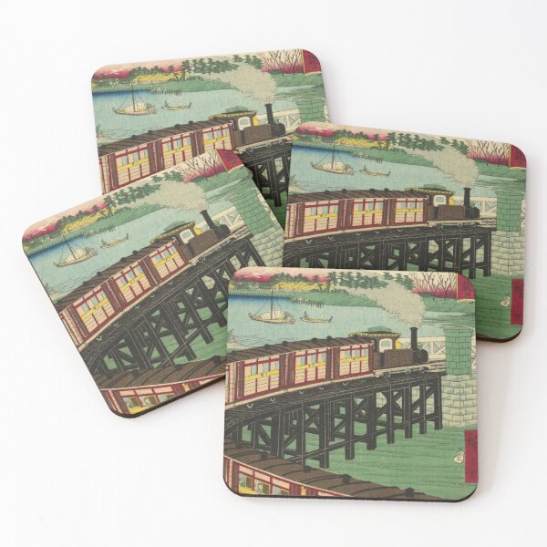 Item preview, Vintage Japanese Steam Train -  Meiji Era Railway Ukiyo-e Illustration designed and sold by vekotpu.