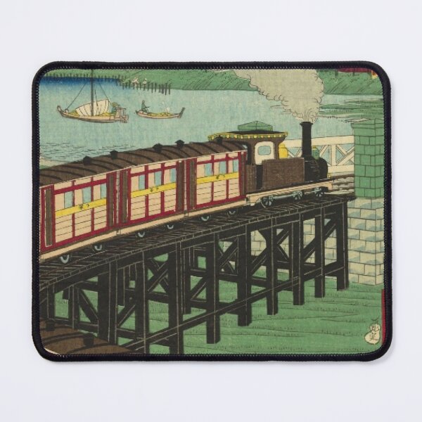 Item preview, Vintage Japanese Steam Train -  Meiji Era Railway Ukiyo-e Illustration designed and sold by vekotpu.
