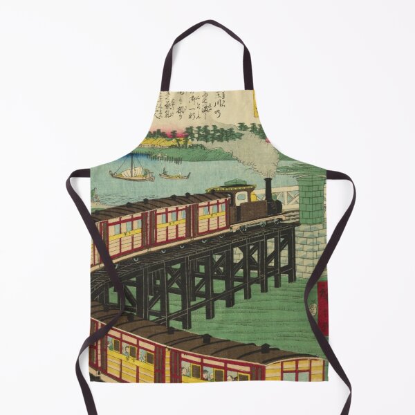 Item preview, Vintage Japanese Steam Train - Meiji Era Railway Ukiyo-e Illustration designed and sold by vekotpu.
