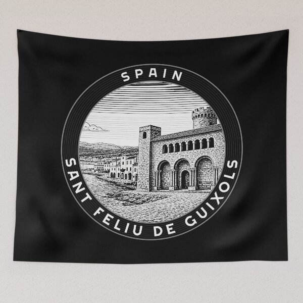 Item preview, Sant Feliu de Guixols Spain Linocut Style  designed and sold by Thistle-TShop.