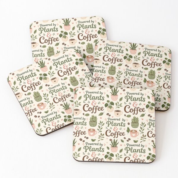 Item preview, Powered by Plants & Coffee Pattern designed and sold by StickyGuys.