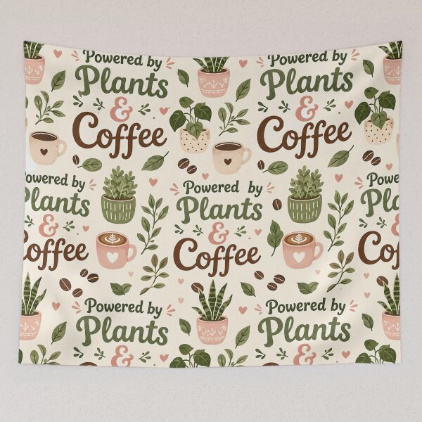 Item preview, Powered by Plants & Coffee Pattern designed and sold by StickyGuys.